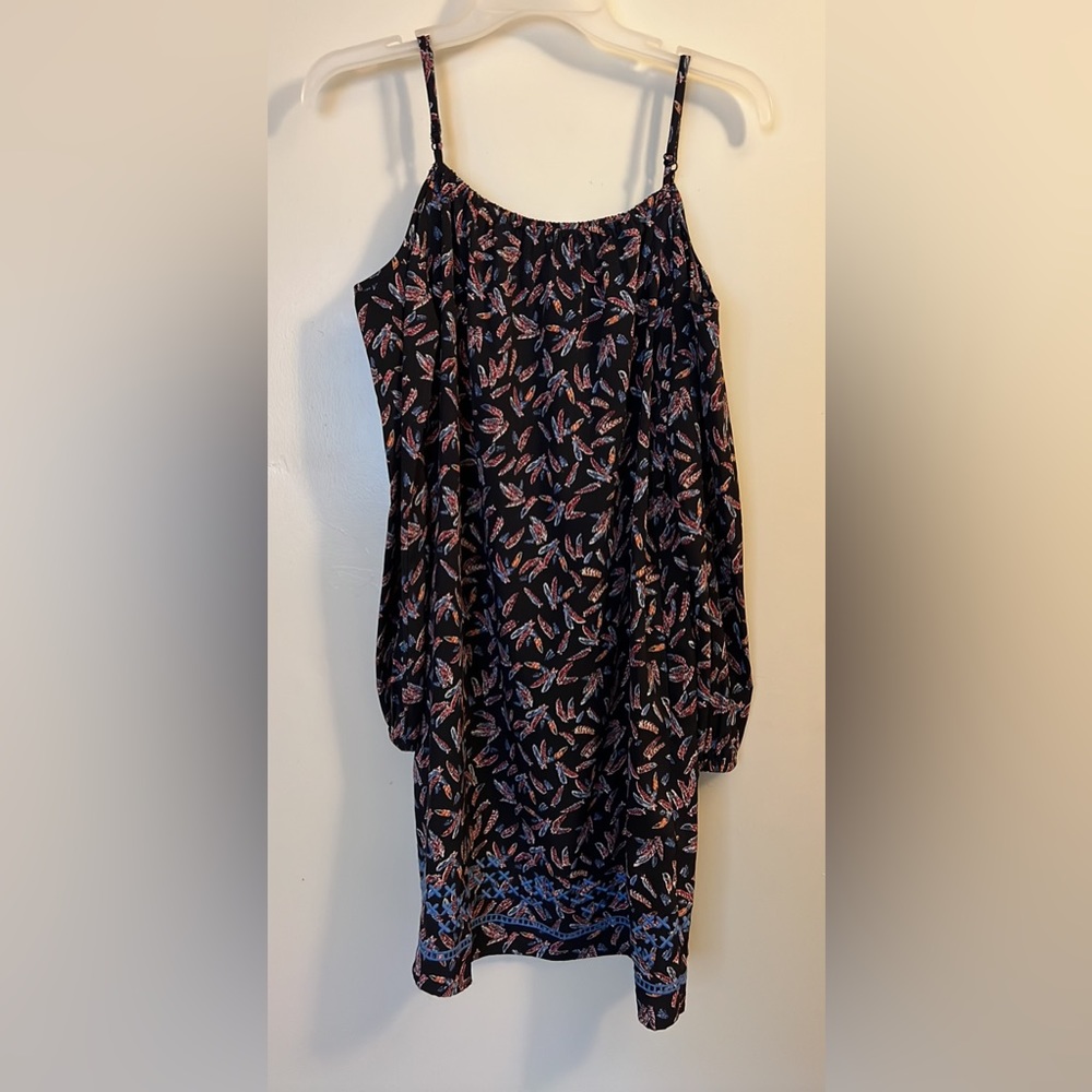 THML Cold-Shoulder Boho Feather Dress 🪶